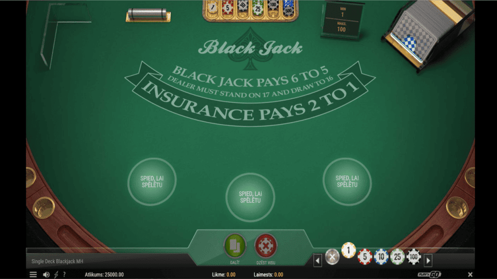 Играть бесплатно Single Deck Blackjack