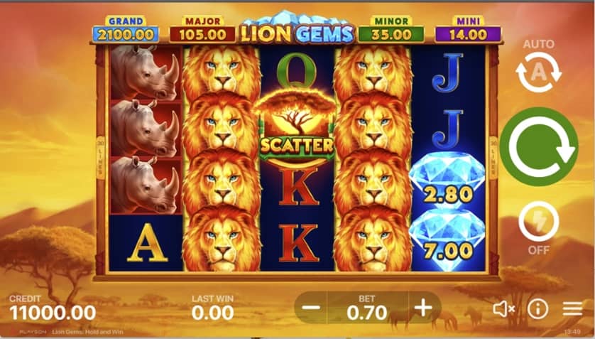 Spēlēt bezmaksas Lion Gems: Hold And Win