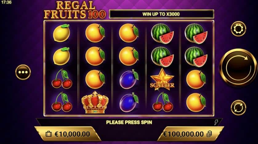 Spēlēt bezmaksas Regal Fruits 100