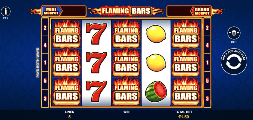 Flaming Bars Playtech Demo sākumekrāns