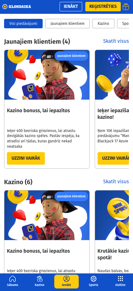 Apmeklējiet sadaļu ‘’Mans Bonuss’’;