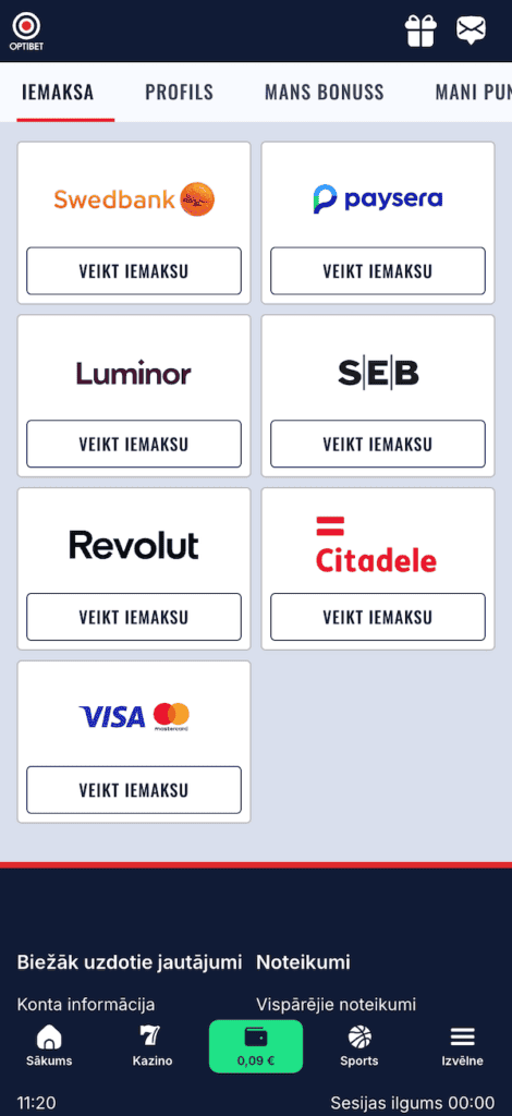 Veiciet pirmo depozītu (ja nepieciešams)
