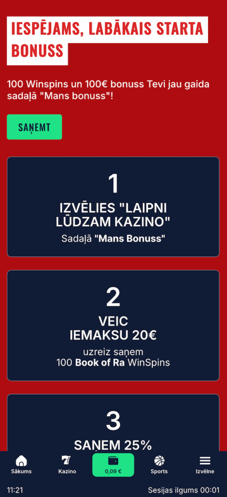 Aktivizējiet bonusu